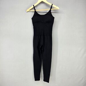GOQQ Jumpsuit Womens S Black Seamless‎ Ribbed Activewear Yoga Bodysuit Bodysuit
